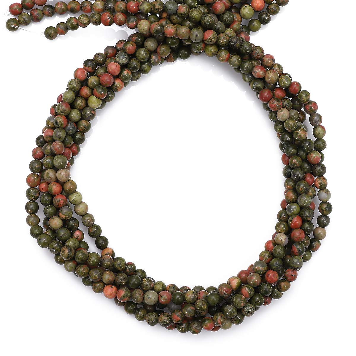 BEADIA Natural Unakite Stone Round Loose Semi Gemstone Beads for Jewelry Making 4MM 38cm/Strand