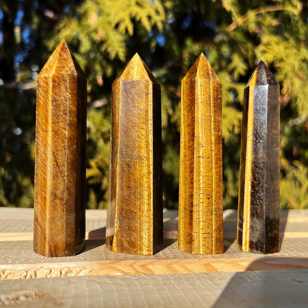 Natural Tiger Eye Stone Crystal Point Wand 5.9 Inch Reiki Healing Crystal Wand for Reiki Chakra Balancing Meditation & Spiritual Energy Therapy(5.9inch Wand Tiger Eye Stone)
