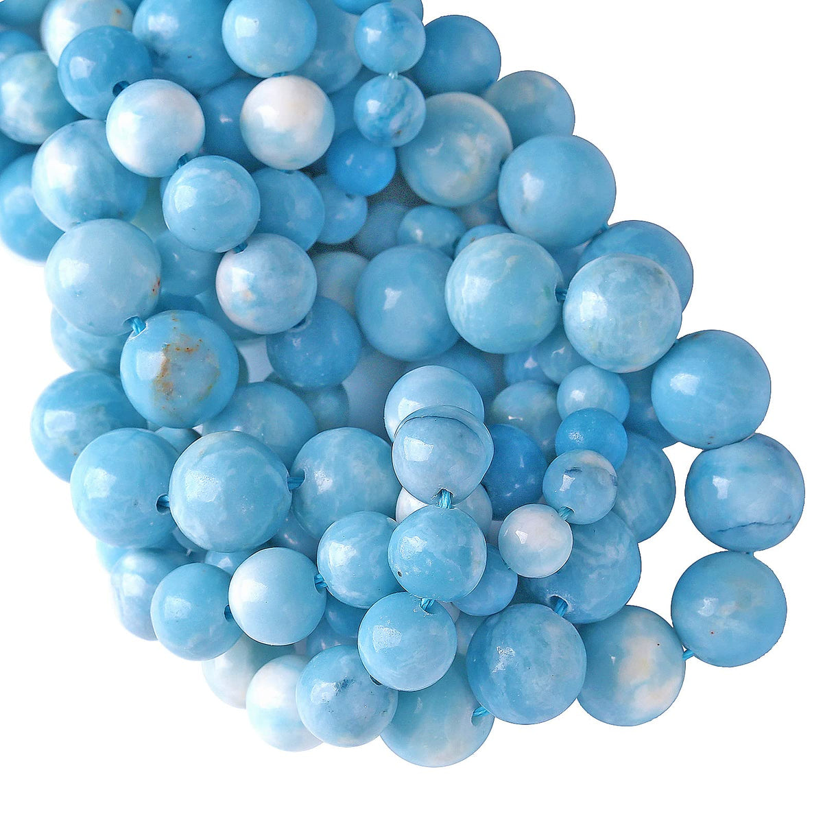 8MM 45PCS Natural Blue Larimar Gemstone Crystal Beads for Jewelry Making DIY Bracelet
