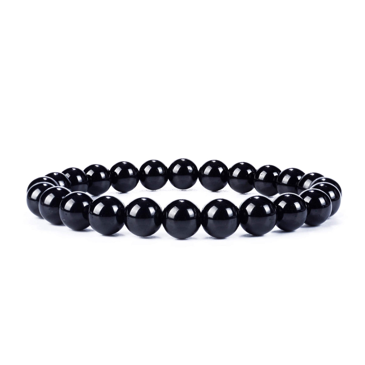 Cherry Tree Collection Black Tourmaline Beaded Bracelet – Genuine 8mm Gemstone Stretch Bracelet for Men & Women – Handmade Crystal Bracelet - (Black Tourmaline - M)
