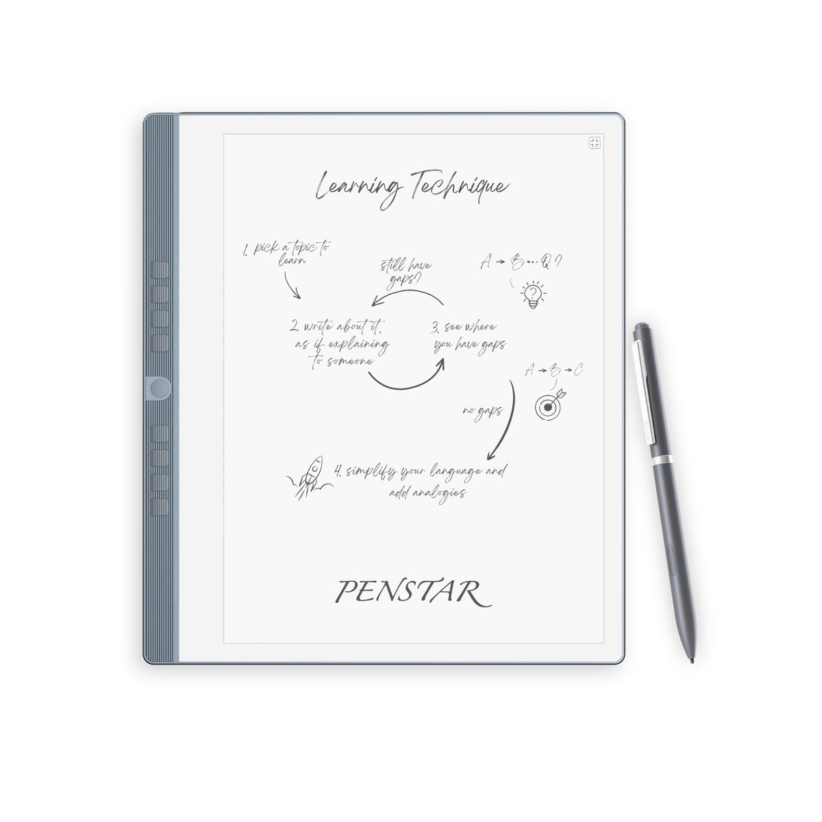 Penstar eNote 2 – The Whitest Paper Tablet | 10.3” 300 PPI Pen-Only Screen E-Ink Writing Tablet, Digital Notebook Includes Folio Cover & Two B5 Pens