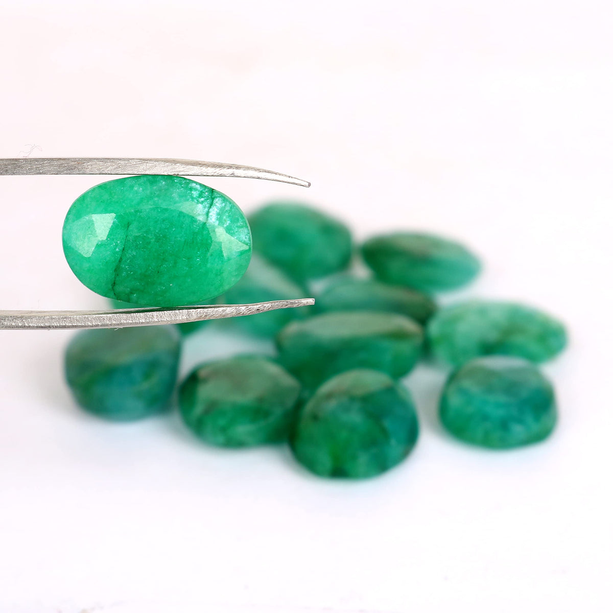 REAL-GEMS Natural Emerald 60.00 Ct./12 Pcs Brilliant Oval Cut Faceted Emerald Loose Gemstone For Jewelry Making