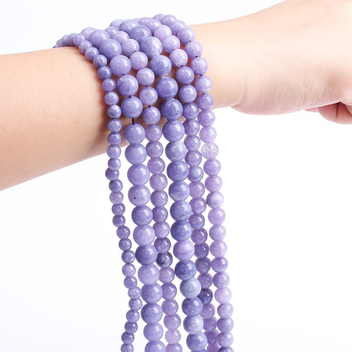 Lavender Purple Chalcedony Natural Stone Beads Gems Round Loose Beads Jewelry Making DIY Bracelet Necklace Accessory 1 Strand 45PCS 8MM 15"