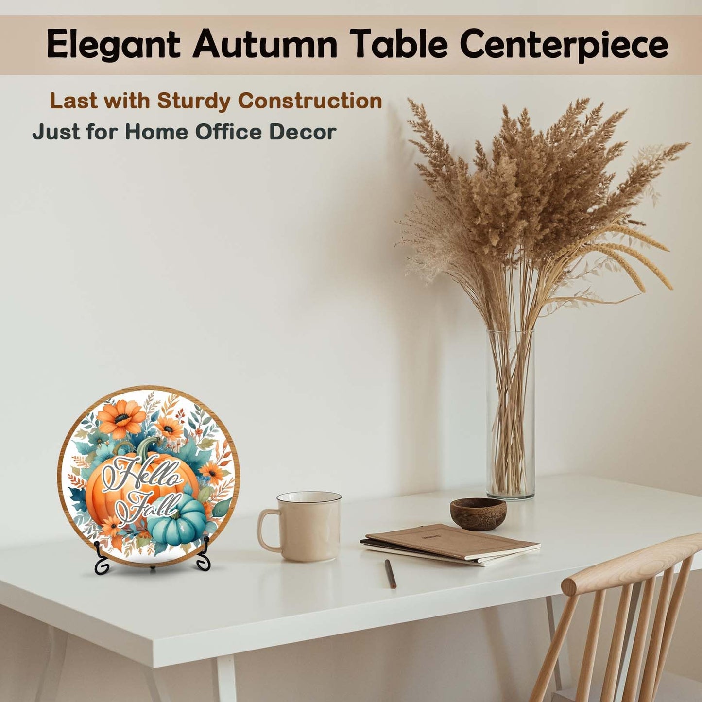 Hello Fall Sunflower Desk Decor, 8 Inch Autumn Pumpkin Table Centerpieces, Thanksgiving Gifts for Home Farmhouse Decorations - A11