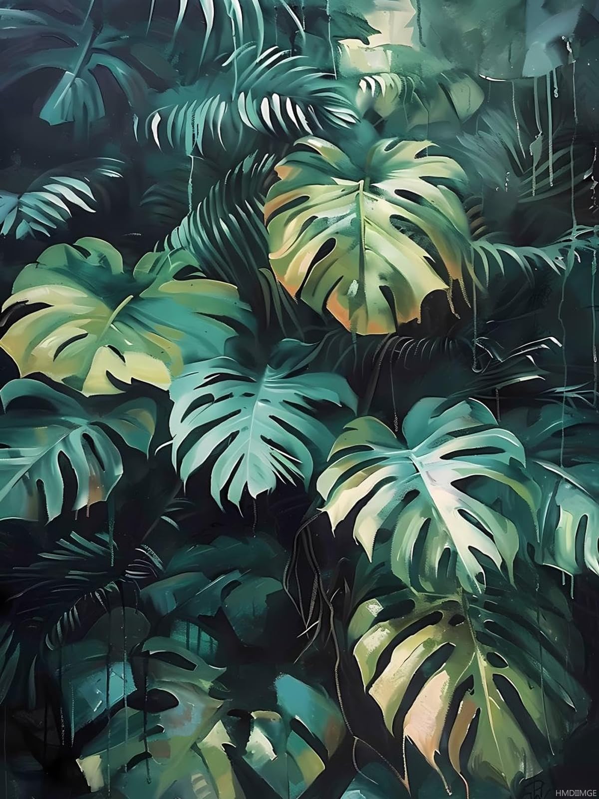HMDIIMGE 5D Beautiful Turtleback Bamboo Painting Diamond Painting Kits for Adults Beginner, DIY Monstera Diamond Art for Home Wall Decor Gifts Full Drill Round Gem Art 12x16 inch