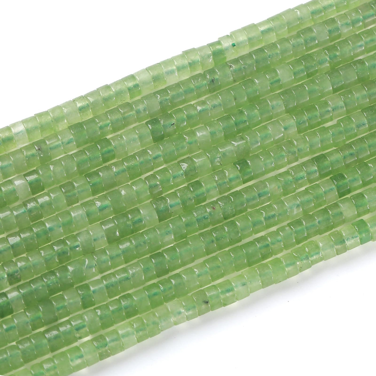 150pcs 2x4mm Natural Prehnite Green Jades Tube Shape Beads Loose Flat Round Cylinder Flat Spacer Green Stone Beads for Bracelet Earrings Jewelry Making
