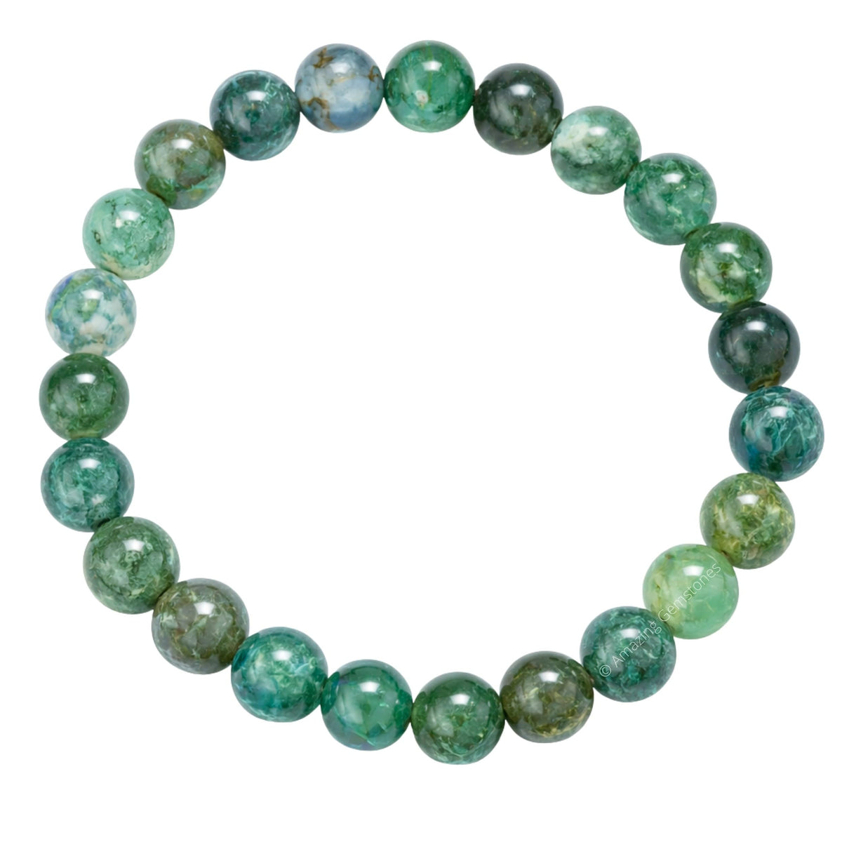 Amazing Gemstone Crystal Bracelet for Women Men's Gifts - Protection Healing Crystal Bracelet - 8mm Gemstone Beaded Stretchable Bracelet Pulseras Para Hombres Mujer Stocking Stuffers Mothers Day Gift (Moss Agate)