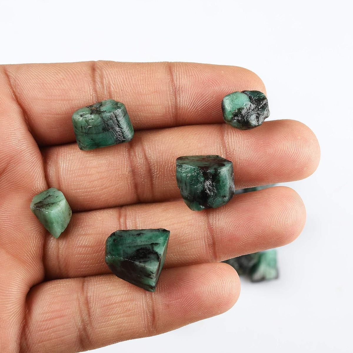 GEMKORA 100 carats Raw Green Emerald Stone Lot, Rough Gemstone, Natural Crystals, Chakra Crystals, Healing Stones, Wholesale Pack, Jewelry Making Supply, Supply, (8 to 10pcs)