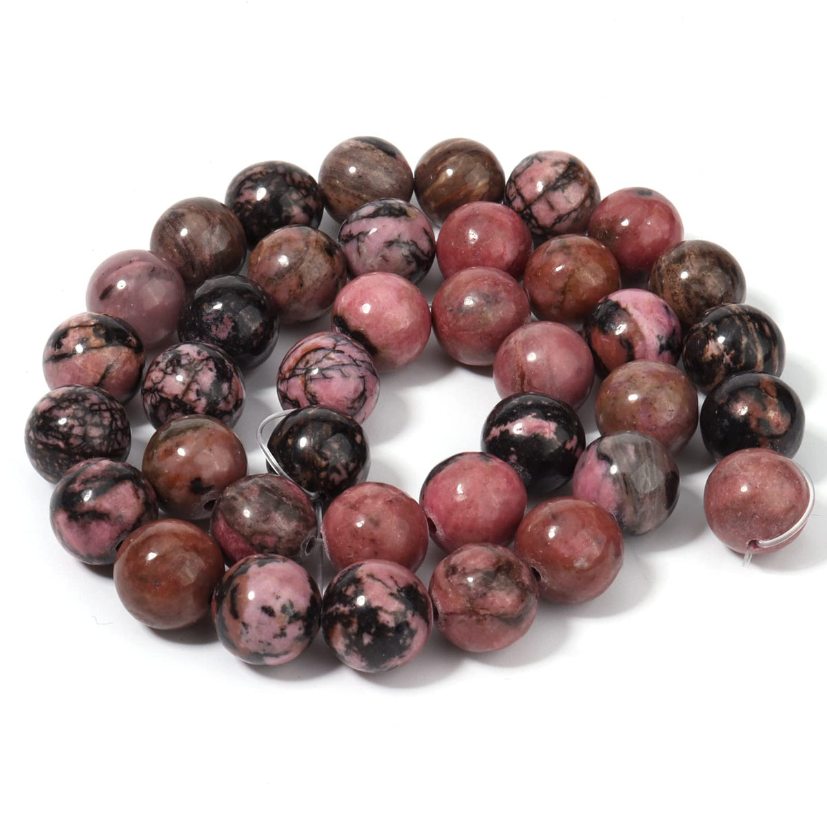 60pcs 6mm Natural Stone Beads Red Black Rhodonite Beads Energy Crystal Healing Power Gemstone for Jewelry Making, DIY Bracelet Necklace