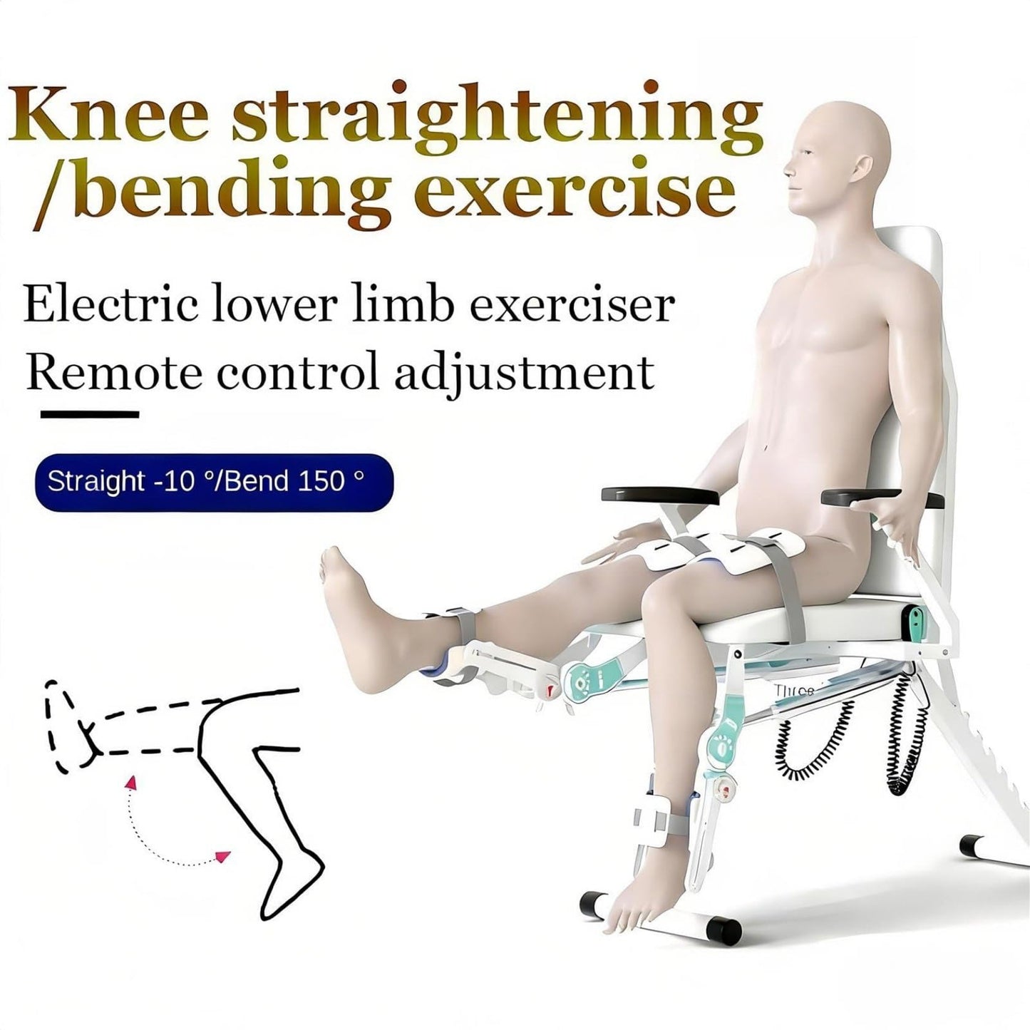 ZHIXUMM Electric Knee Rehabilitation Trainer, Adjustable Leg Stretcher Exerciser, Lower Limb CPM Machine with Remote Control, Adjustable 0-180°Flexion/Extension for Joint Stiffness rightleg