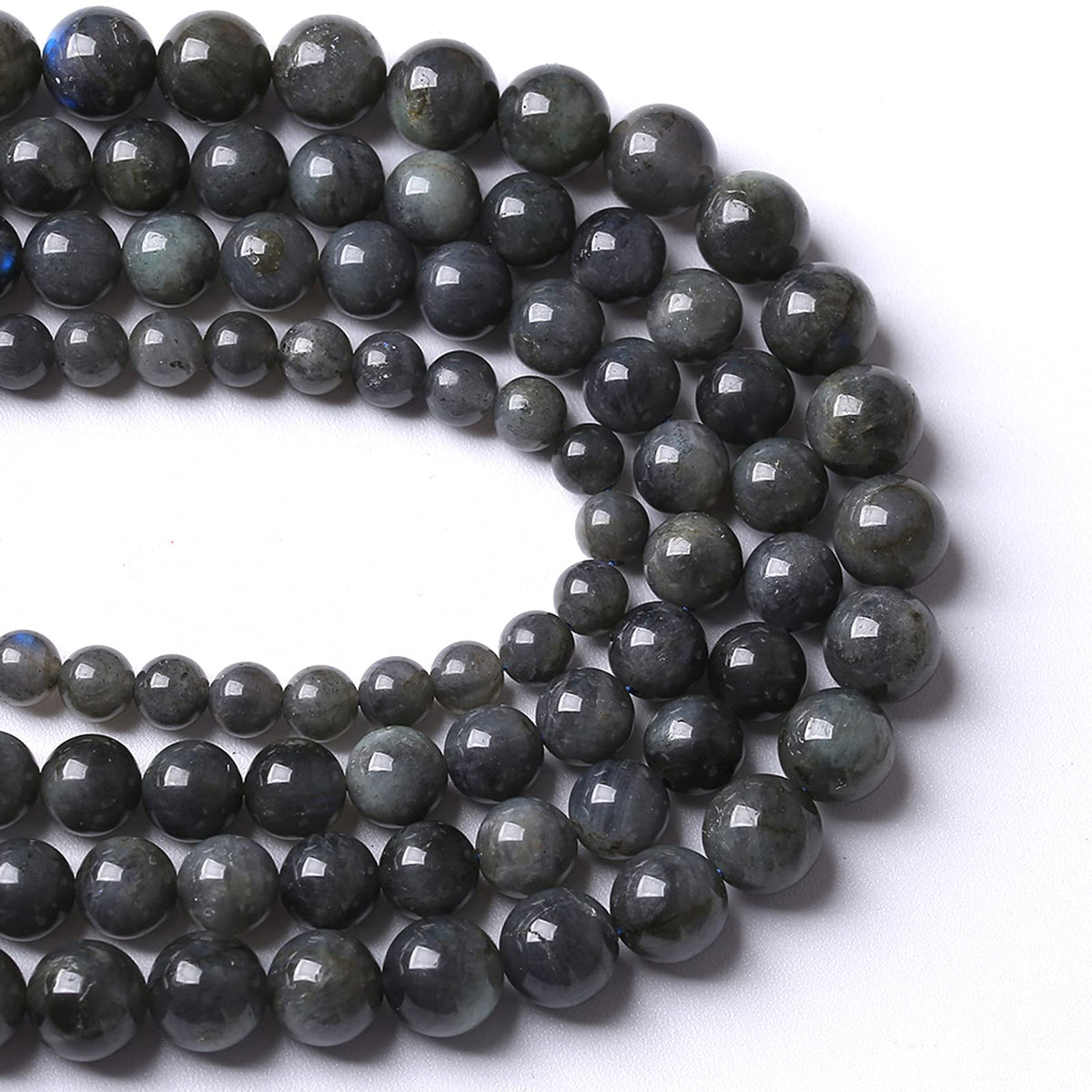 8MM 46PCS Natural Stone Black Labradorite Beads Crystal Loose Beads for Jewelry Making DIY Bracelet