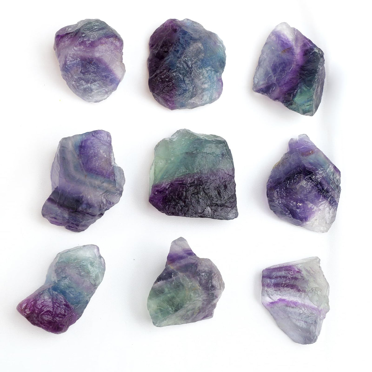 Apengshi Rainbow Fluorite Raw Crystals 2PCS Natural Rough Rocks Healing Crystal and Stones DIY Raw Stones Meditation Fountain Garden Home Decor