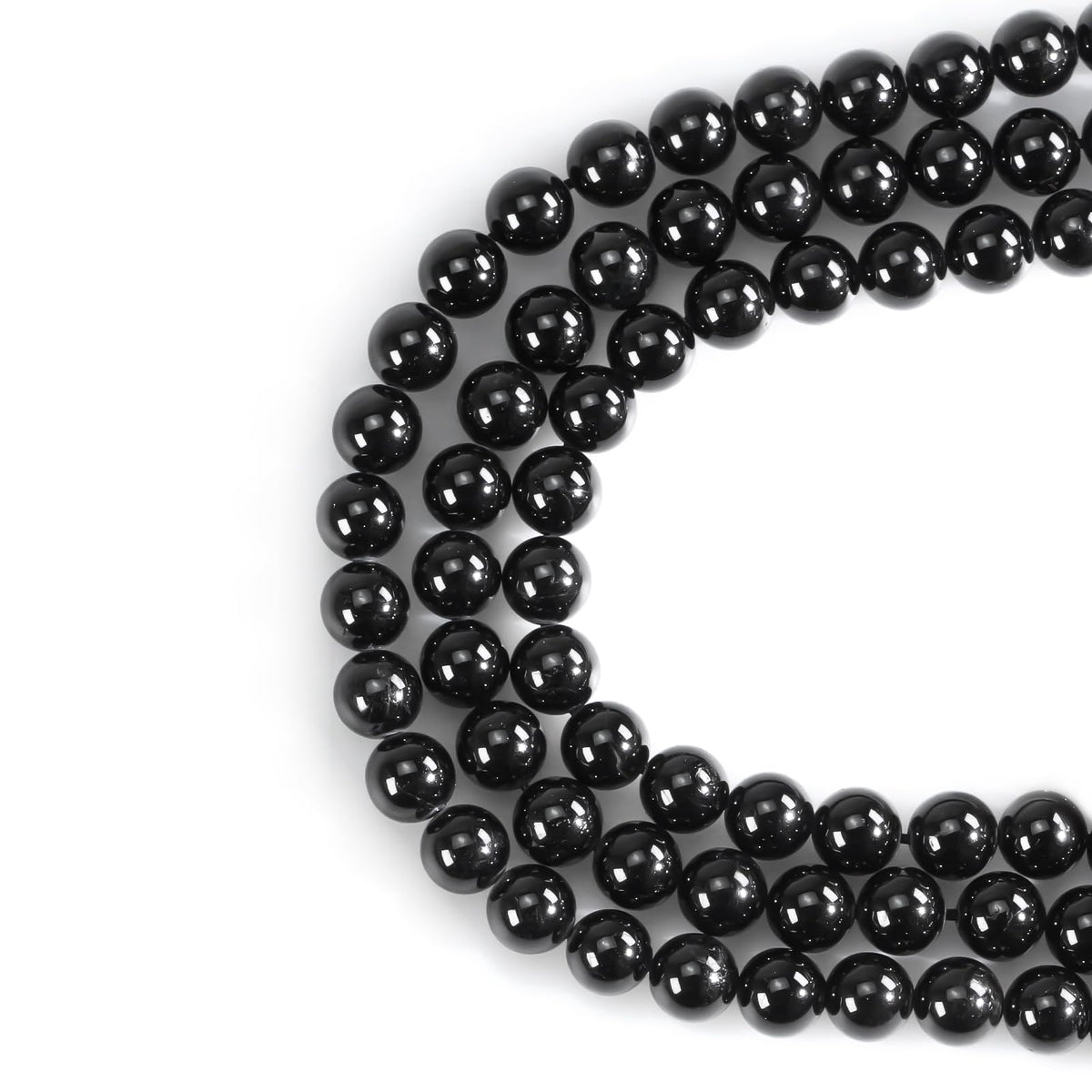8mm Natural Gemstone Round Black Tourmaline Loose Beads for Jewelry Making DIY Bracelets Necklace (45-48pcs/strand)