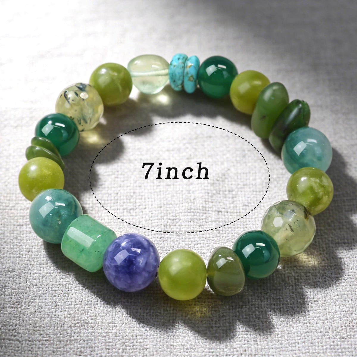 Boho Colorful Beaded Bracelets for Women, Handmade Stretchy Gemstone Bead Bracelet, Summer Women Beach Stackable Bead Bracelets Natural Healing Crystals Relax Stone Bracelets Unique Gifts for Mother (Green)