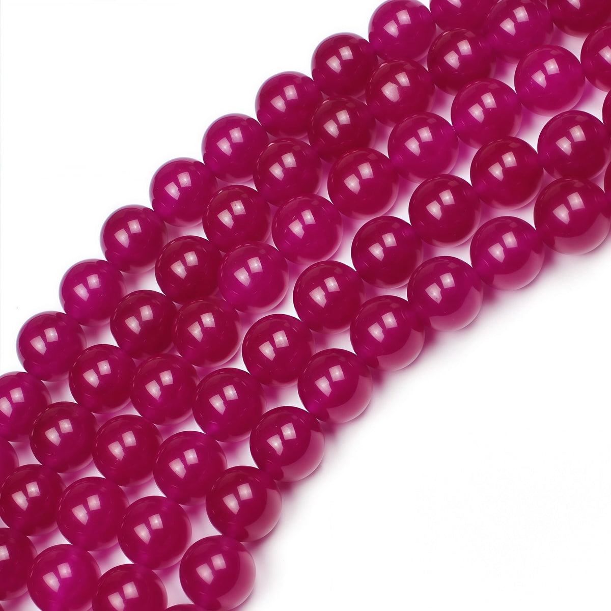 MJDCB Natural Rose Red Jade Round Loose Beads for Jewelry Making DIY Bracelet Necklac (12mm)