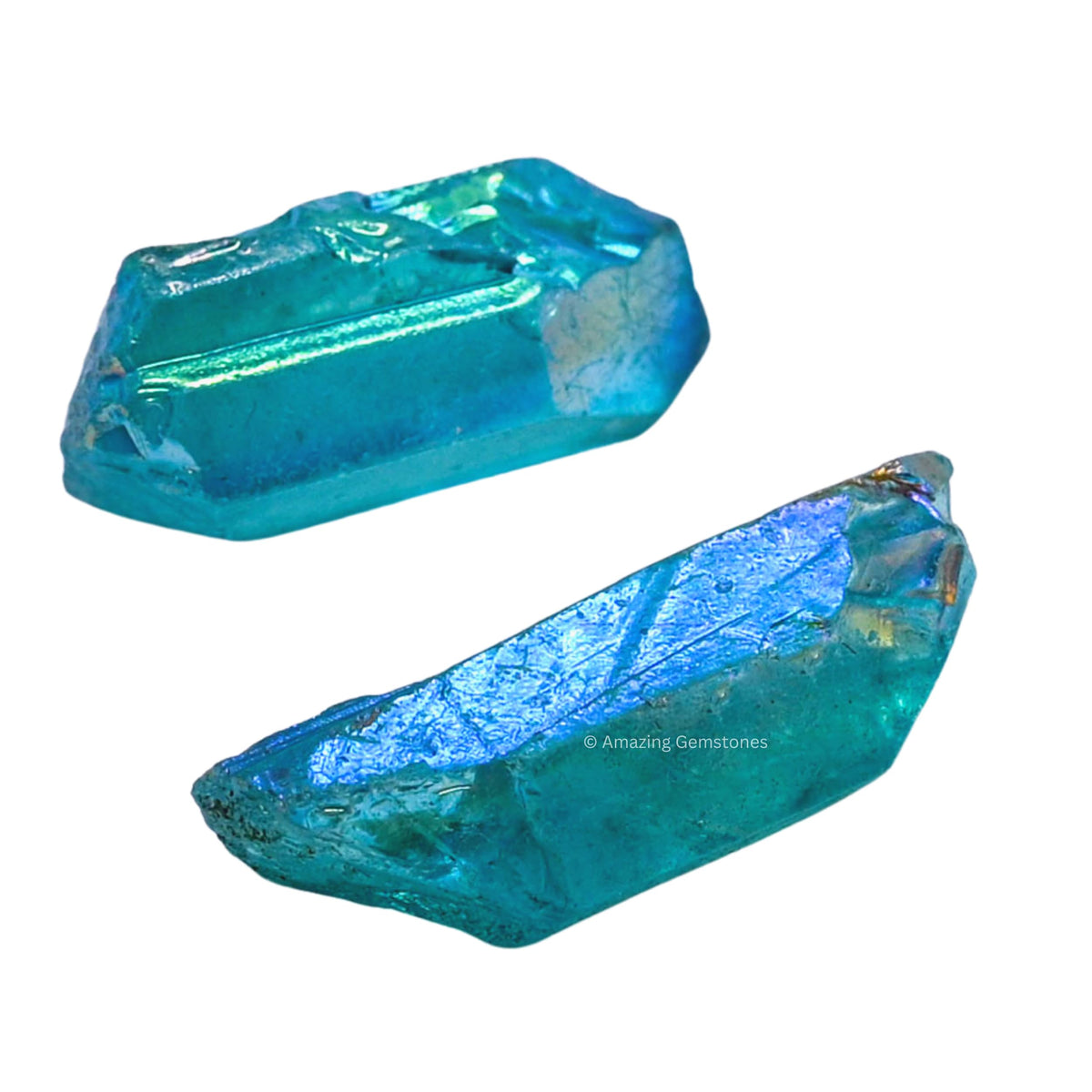 Amazing Gemstone 2 Pieces Aqua Aura Quartz Raw Pencil Points Crystals and Healing Stones, Natural Rocks for Meditation and DIY Raw Point Stones and Crystals