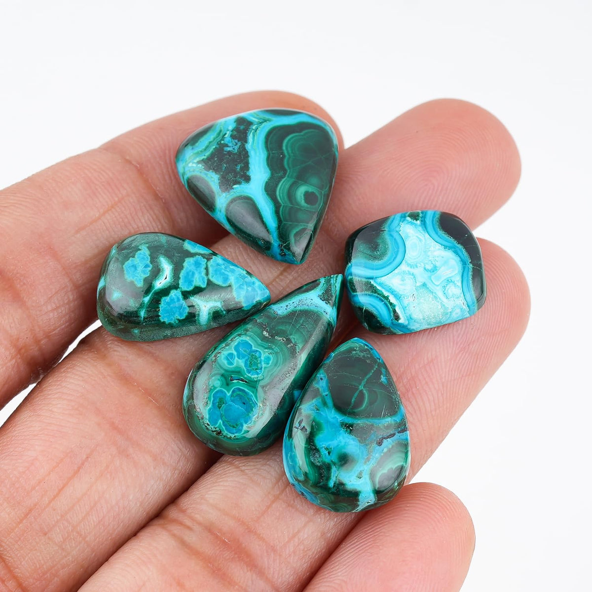 ColouredRocks 5pcs, 16-22mm, AZURITE MALACHITE, Mix Shape, Natural Cabochon Crystals, Loose Gemstone, Wholesale Polished Supply, Jewelry Making, DIY Craft, Gem Collection