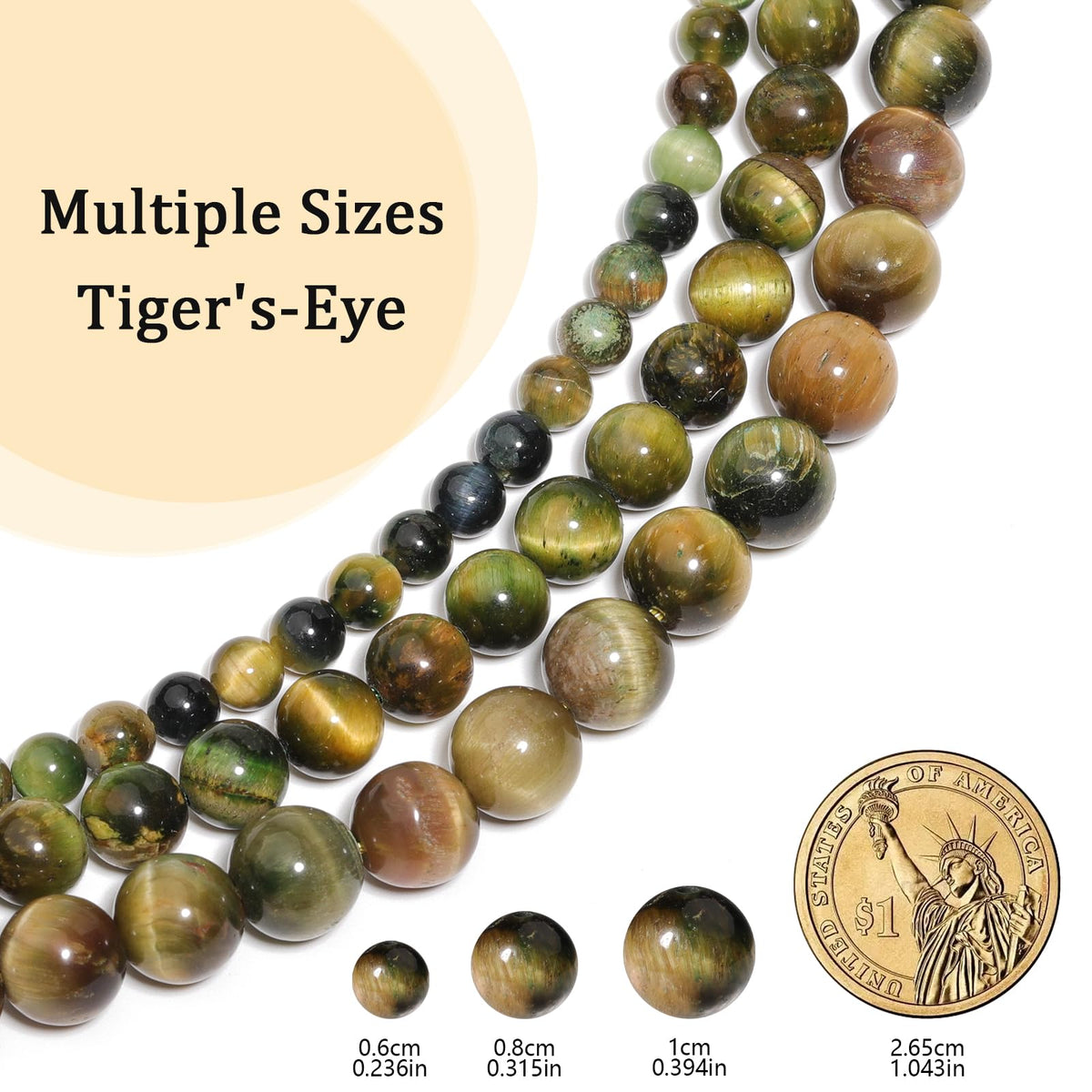 Yochus Natural Tiger Eye Beads, 60Pcs 6MM Onyx Agate Color Enhance Round Loose Beads Bulk, DIY Charm Smooth Gemstone Beads for Jewelry Making(4mm 8mm 10mm 12mm Beads)