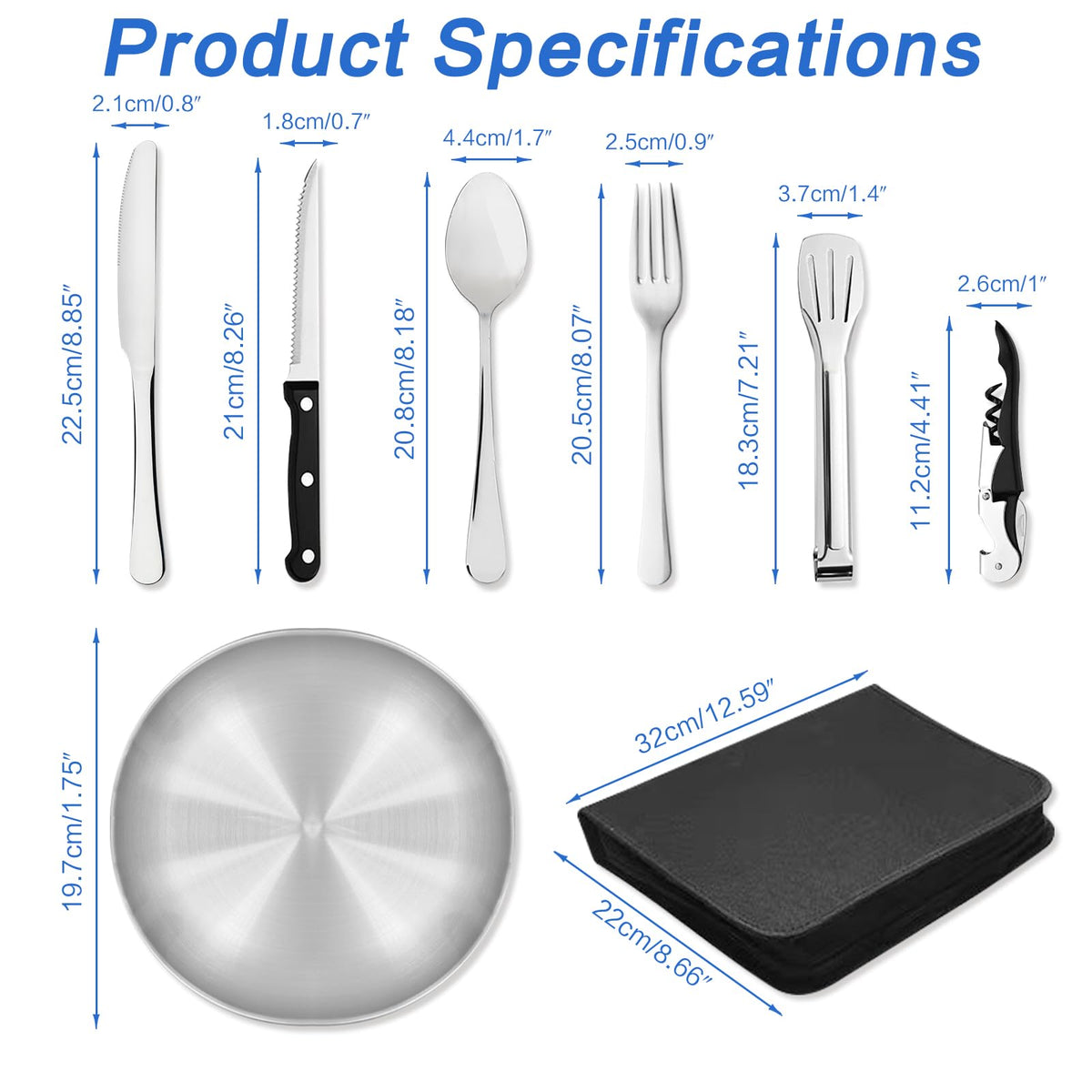 Cynrikah Camping Utensils, Camp Supplies 4 Person 20PCS with Spoons Plates Forks Knives in Camp Organizer, Mess Kit of Camping Utensil Set Car Camp Essentials Dishes for Picnic/Hiking(Black)