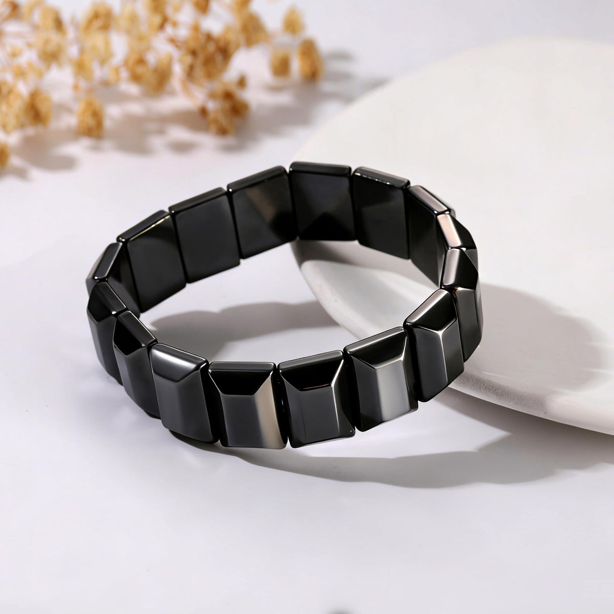 DONYUDE Fathers Day Dad Bracelet Gifts from Daughter Son Hematite Bracelet Men Black Square Crystal Bracelets Dad Birthday Inspirational Gifts for Father Papa Daddy