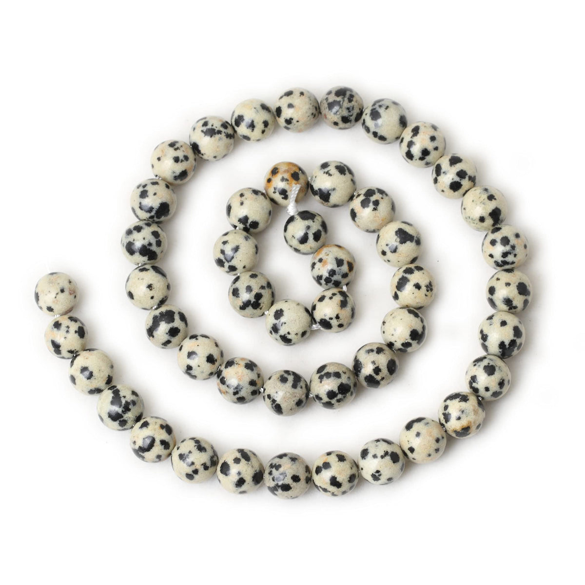 CHEAVIAN 45PCS 8mm Natural Dalmatian Stone Round Loose Beads for Jewelry Making DIY Findings 1 Strand 15"