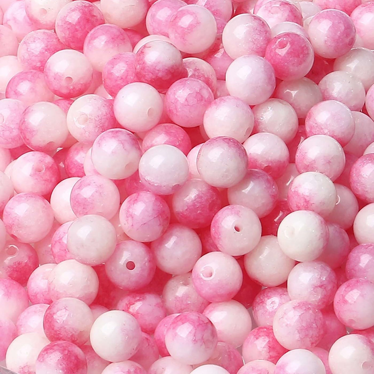 LAIDANLA Pink Tourmaline Jade 8mm Natural Stone Beads Round Loose Gemstone Stone Beads for DIY Bracelet Necklace Earrings Jewelry Making Polishing Beading Crystal 96PCS 2 Strand 32"