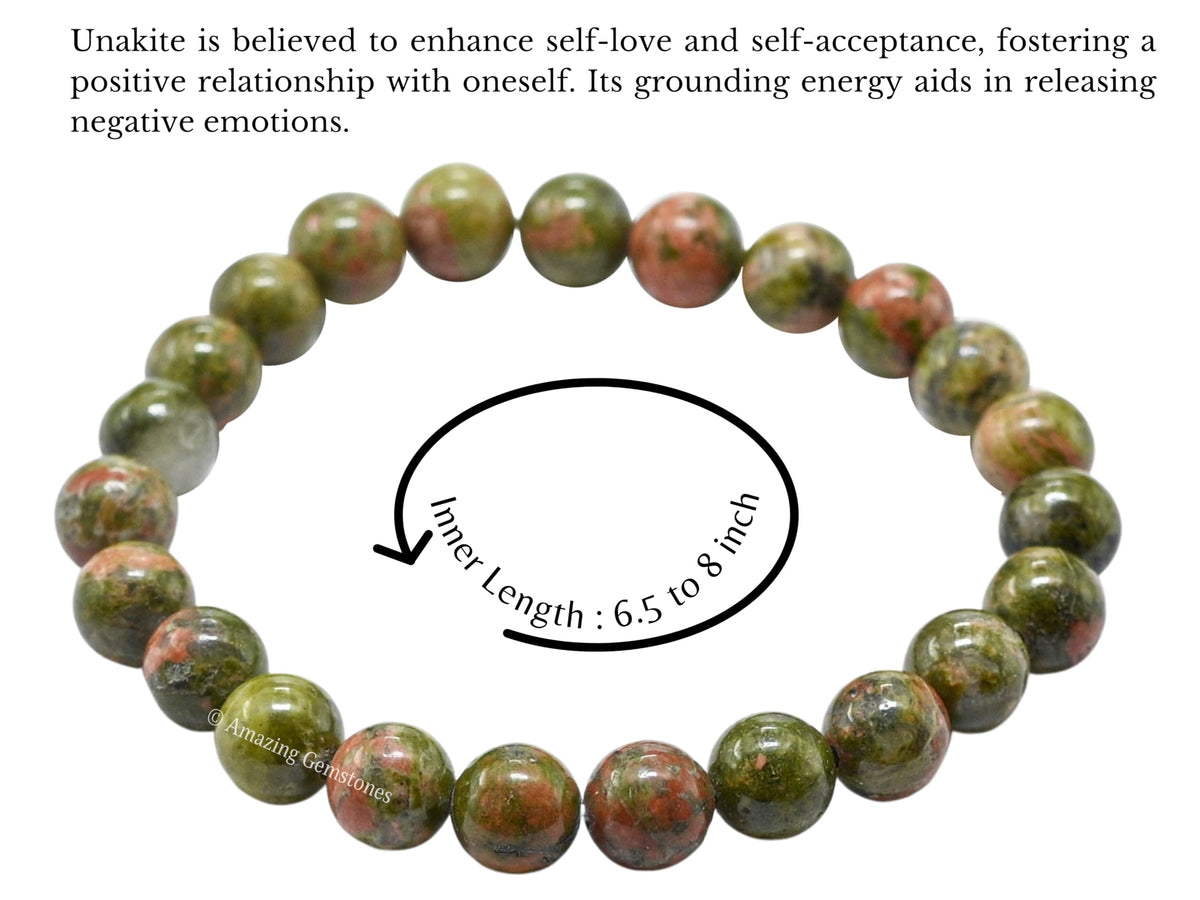 Amazing Gemstone Crystal Bracelet for Women Men's Gifts - Protection Healing Crystal Bracelet - 8mm Gemstone Beaded Stretchable Bracelet Pulseras Para Hombres Mujer Stocking Stuffers Mothers Day Gift (Unakite)