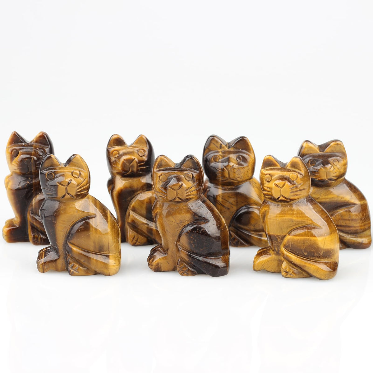 Yellow Tiger Eye Natural Stone 2.0inch Cat Statue Feng Shui Crafts Carved Figurine Chakra Carving Healing Reiki