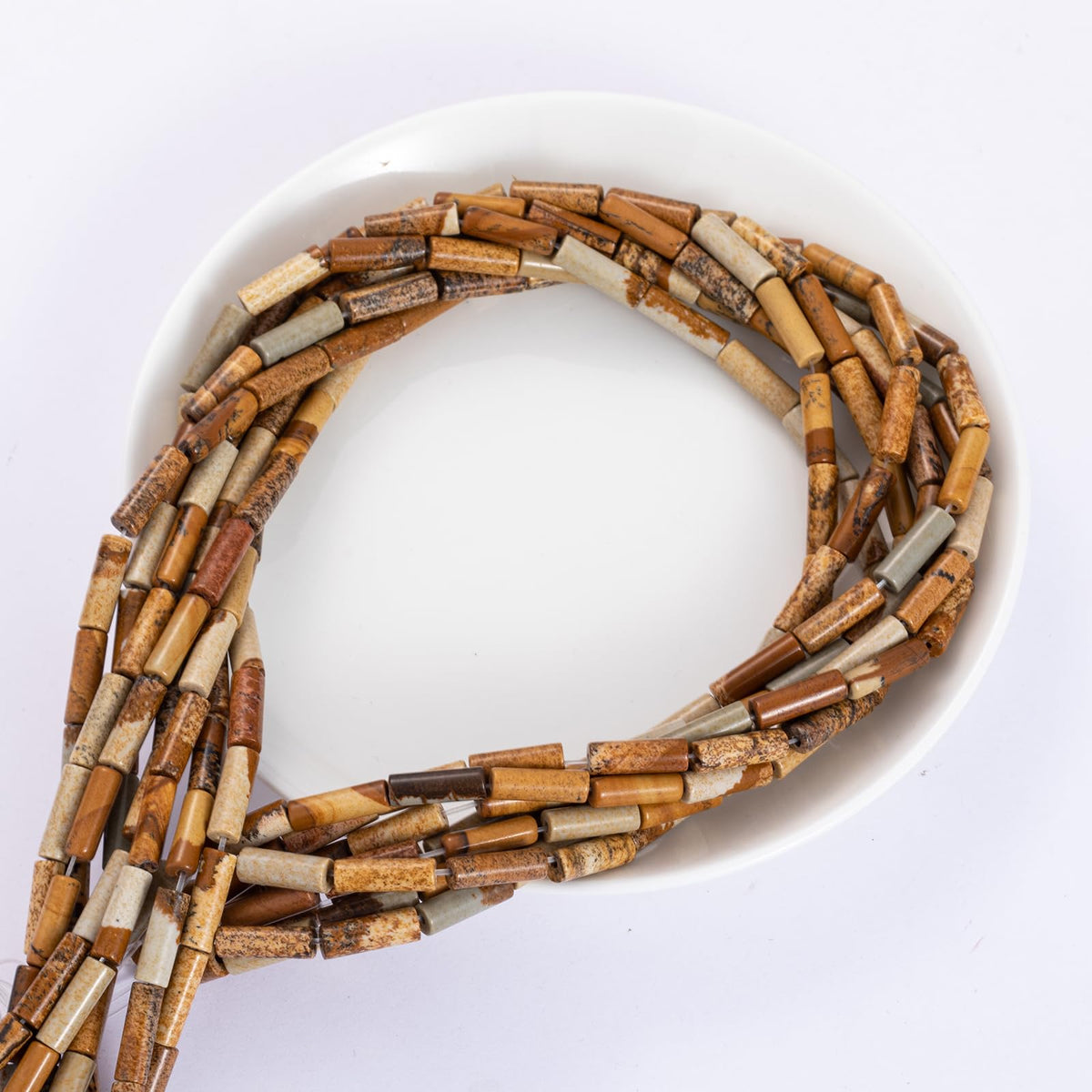 Natural Blown Picture Stone Cylinder Tube Beads 4x13mm 38cm/str Loose Semi Gemstone Stone Beads for Making Bracelets Necklace Earrings
