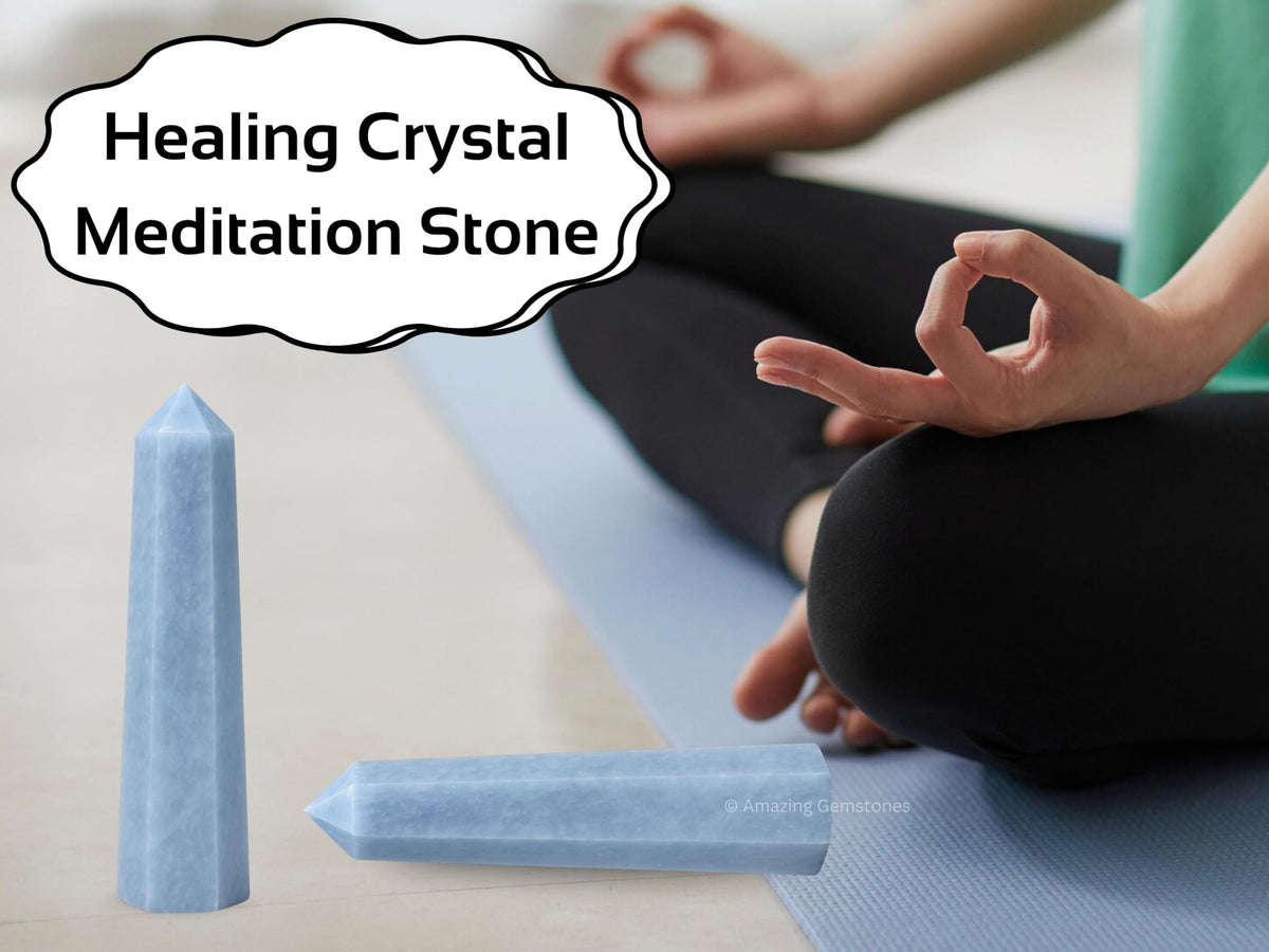 Amazing Gemstone Angelite Crystal Towers ~ Natural Healing Crystal Point Obelisk for Reiki Healing and Crystal Grid (3" to 4" INCH)