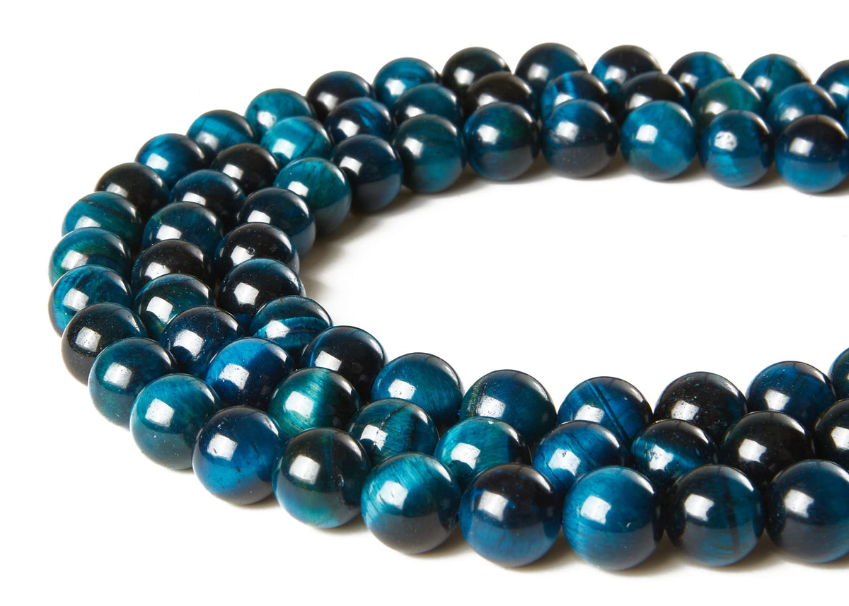 60pcs 6mm Aquamarine Tiger Eye Beads Natural Gemstone Beads Round Loose Beads for Jewelry Making