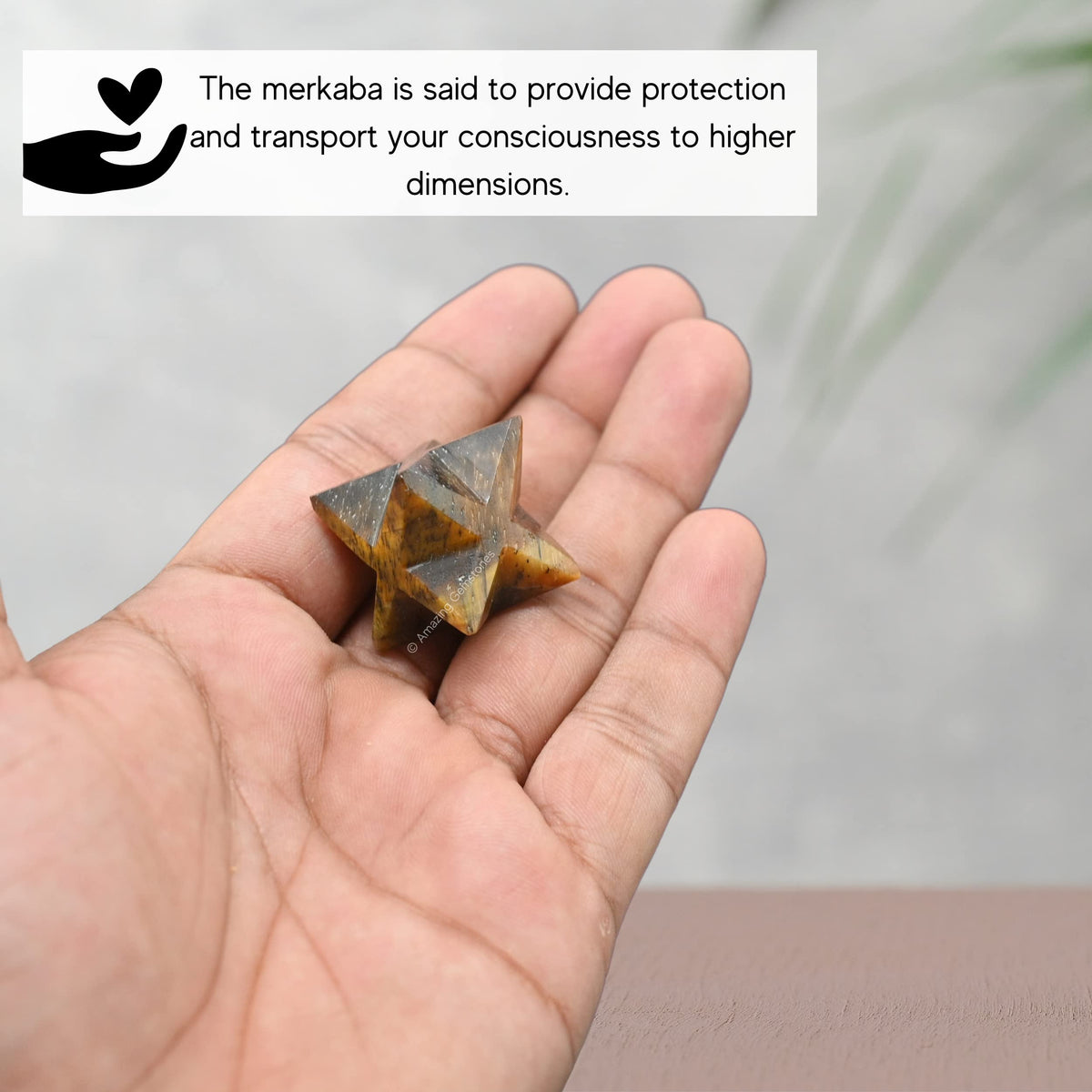 Amazing Gemstone Tiger Eye Merkaba Crystal - 0.75 Inches Metaphysical Merkaba Star for Meditation - Energetic Tetrahedron Crystal and Healing Stones and Healing (15-20mm)