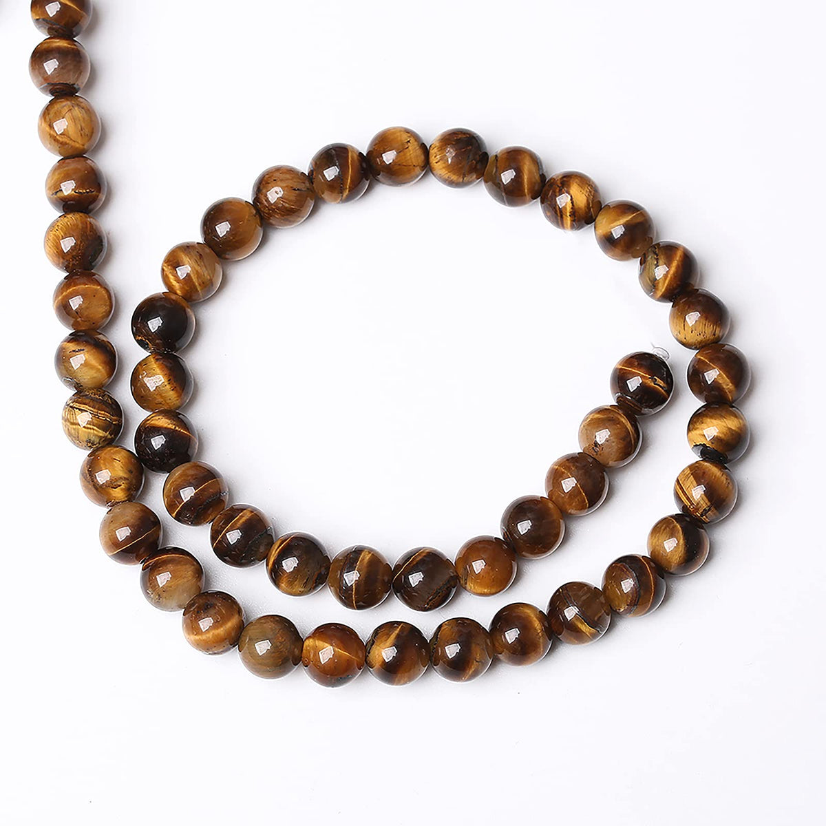 90PCS 8mm Natural Yellow Tiger Eye Stone Beads Semi Gemstone Round Loose Beads for Jewelry Making 32" 2 Strand DIY Bracelet Necklace Earrings