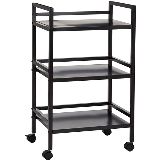 Amazon Basics 3-Tier Metal Rolling Utility Cart, Storage Organizer, Multifunctional Storage, Mobile Shelving, Black