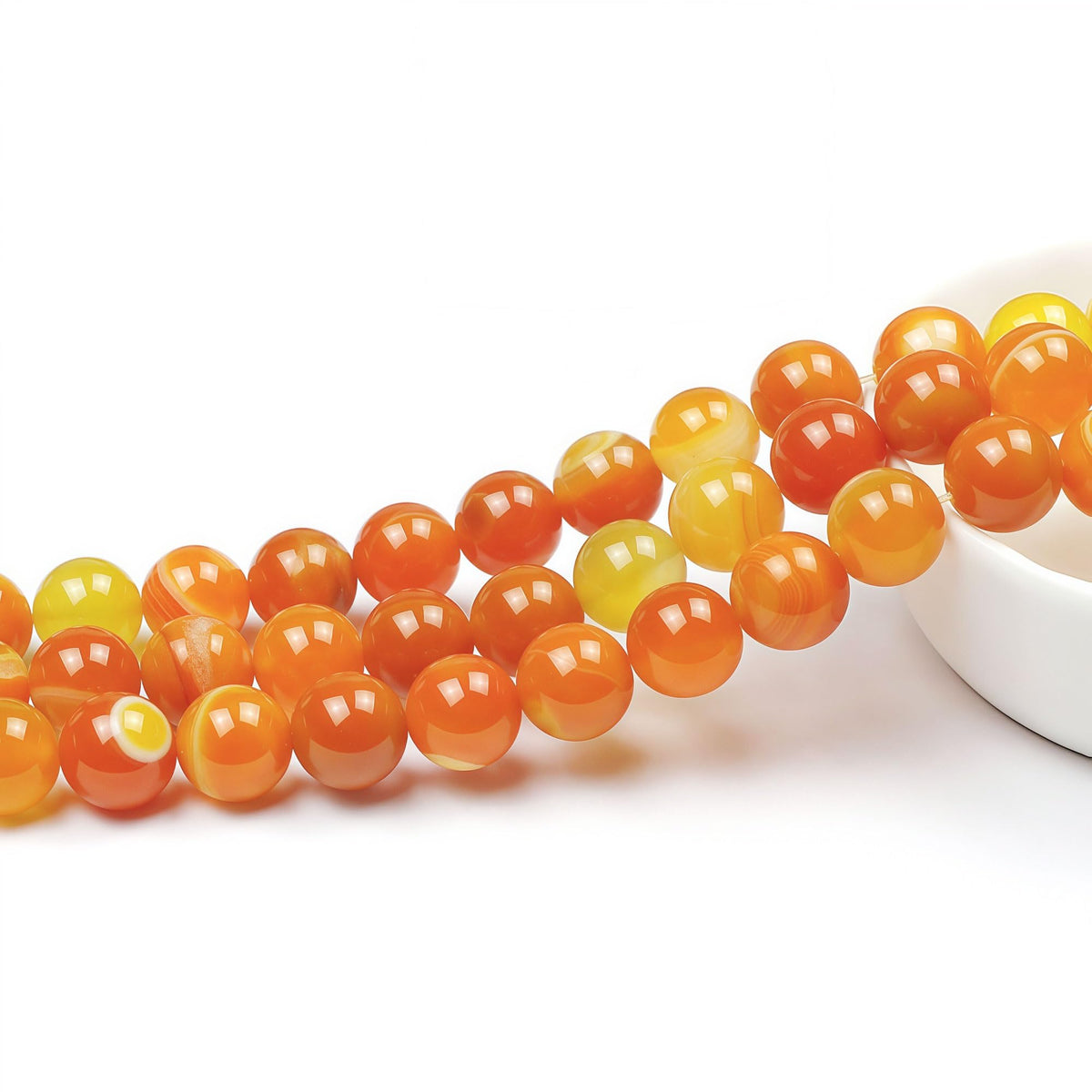 MJDCB Natural Stone Beads Orange Stripe Agate Round Loose Beads for Jewelry Making DIY Bracelet Necklace (10mm)