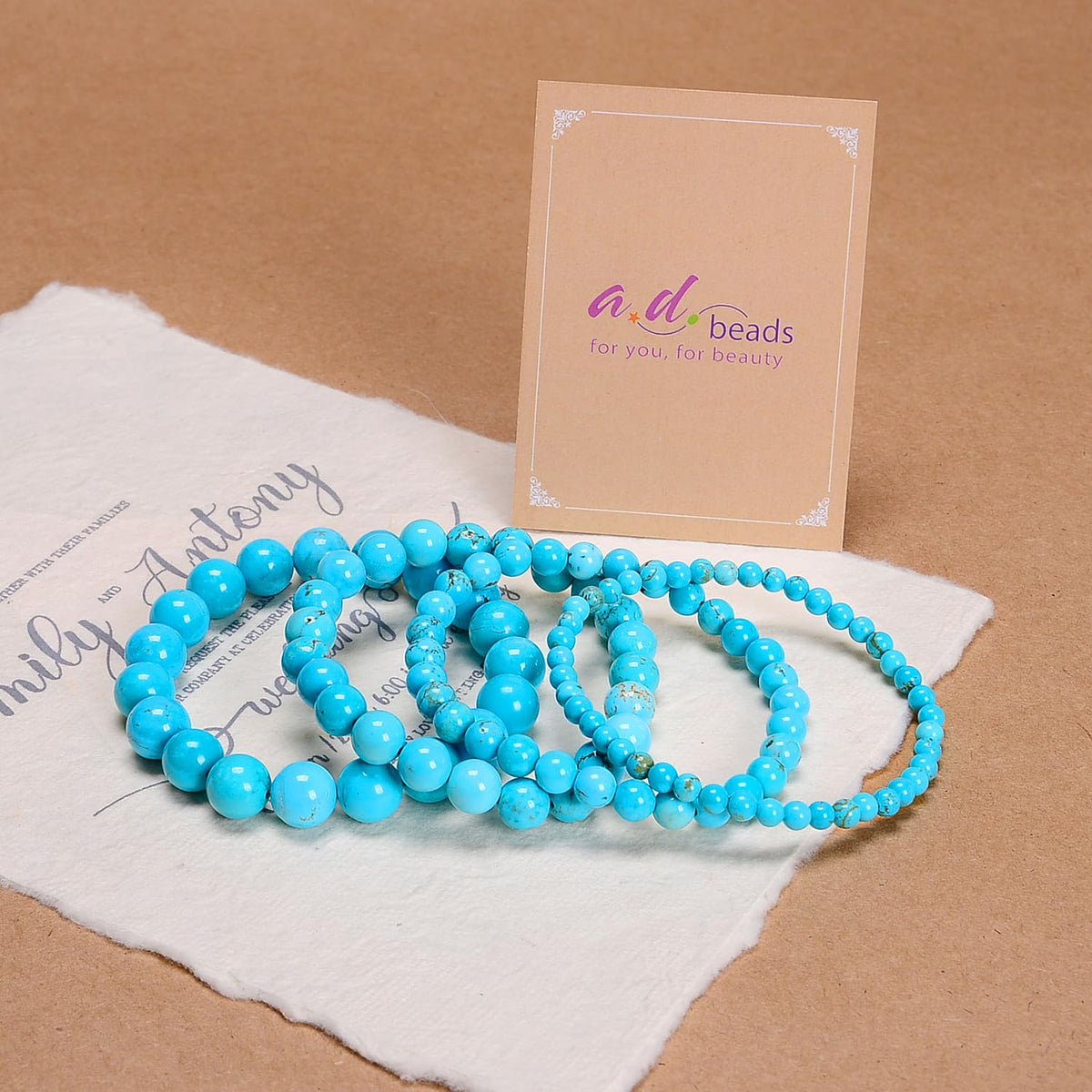 AD Beads Handmade Gemstone Stretch Elastic Bracelet Crystal Healing Reiki Nature's Beauty and Spiritual Essence Unisex (4mm, Blue Turquoise (Great Wisdom))