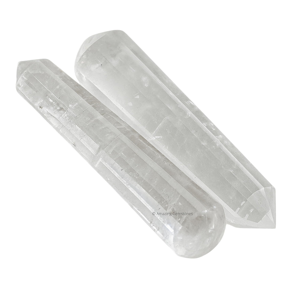 Amazing Gemstone Clear Quartz Crystal Wand Massage Stick - Pelvic Wand Gua Sha for Adults - Crystals and Healing Stones Massage Wands for Adults Gifts (Pointed)