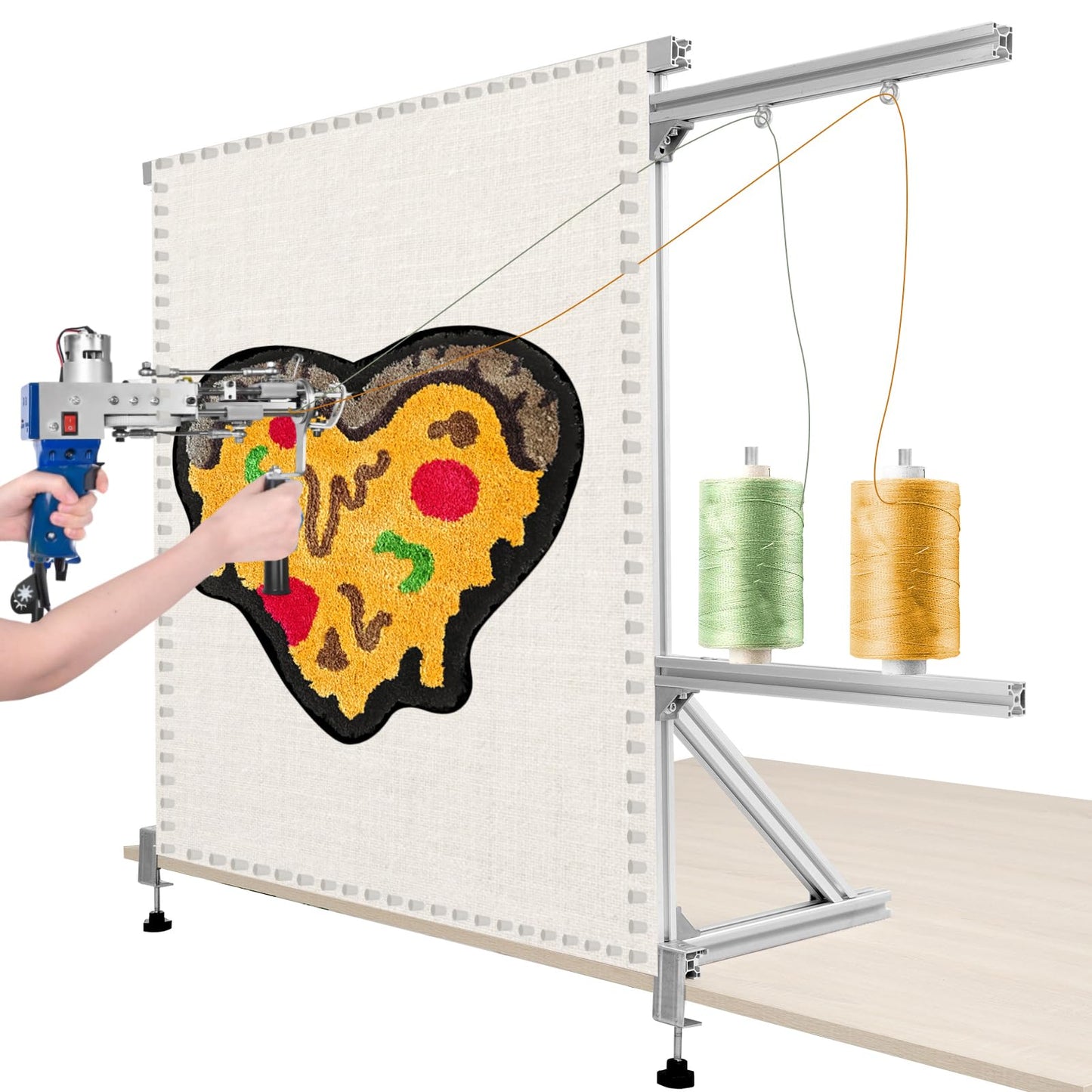 WDWTYZKA Tufting Frame, 35.5in X 35.5in Rug tufting Frame, Aluminum Material Nail Frame,with Rubber Cap Protection, Suitable for tufting Enthusiasts, Desktop Frame.