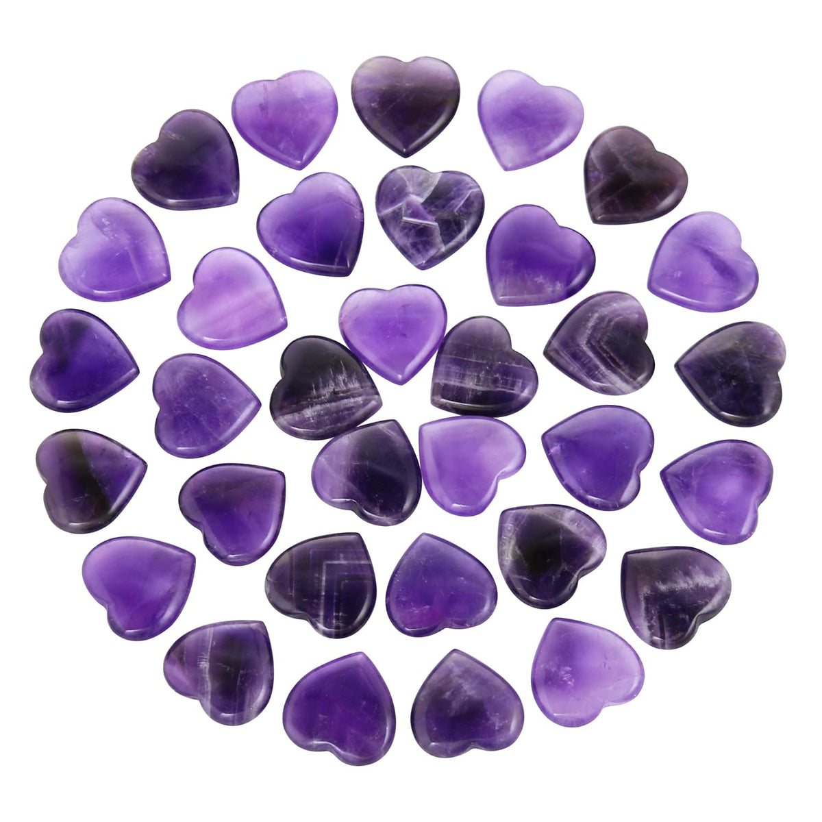 Namzi 20 Packs of Tumbled Polished Natural Amethyst Stones and Crystals Heart Stones, Crystals and Healing Stones Quartz Bulk for Wicca, Reiki, Healing Energy, Chakra Stones, Witchcraft Supplies