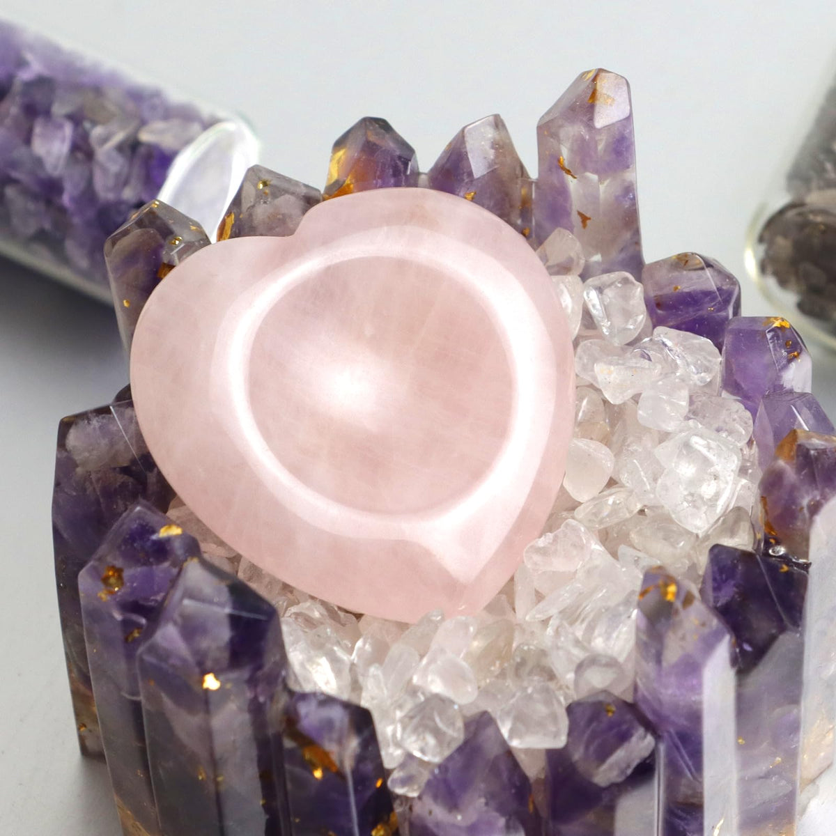 Thumb Worry Stone for Anxiety, 2PCS Amethyst Rose Quartz Heart Crystals and Healing Stones, Pocket Natural Stone Meditation Reiki Palm Thumb Stone Therapy Stress Relief Gift for Women