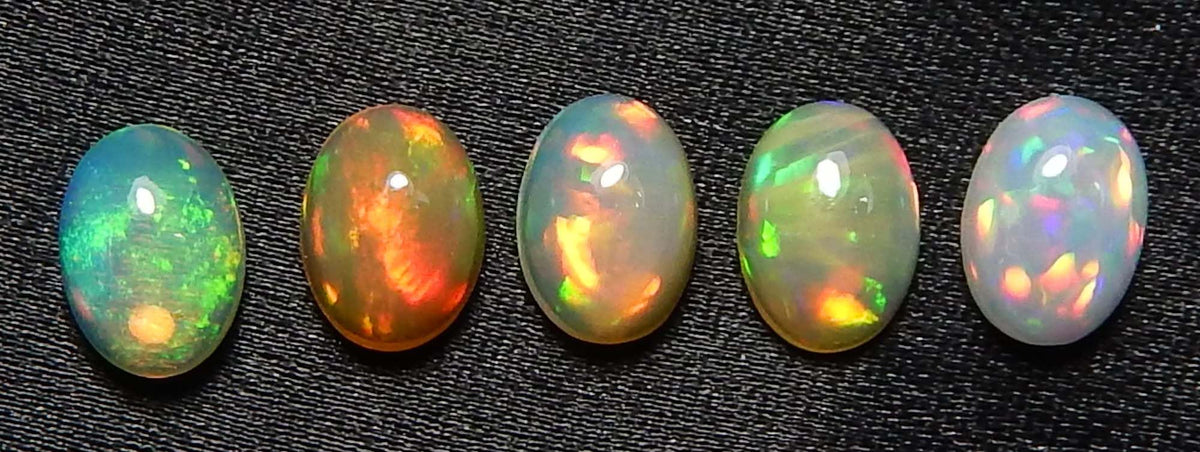 Myhealingworld Natural Ethiopian Opal 5x7mm oval cabochon AAA quality loose calibrated gemstones for jewelry making oval 5x7mm - 5 stones