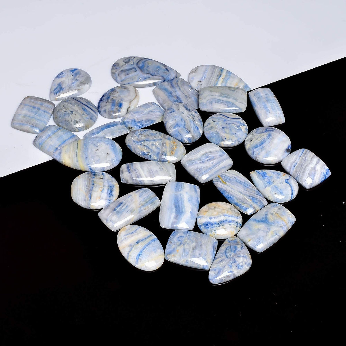 3pcs Natural Blue Scheelite Gemstone Cabochon Mix Shape Loose Gemstone Wholesale Cabochons Lot, Jewelry Making Loose Gemstone, DIY, Wire Wrapping, Healing Crystals, Bulk Deal (20-25 mm)