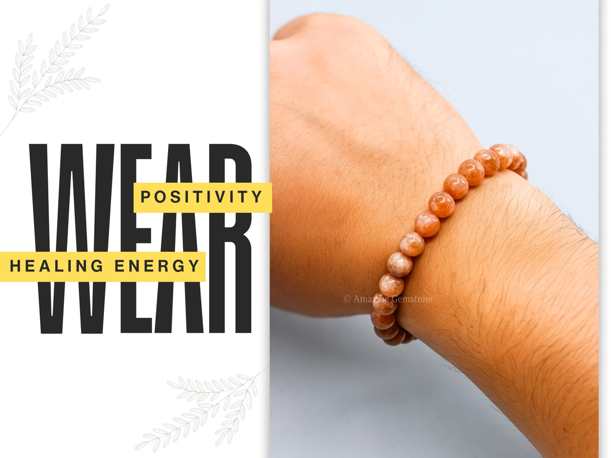 Amazing Gemstone Crystal Bracelet for Women Men's Gifts - Protection Healing Crystal Bracelet - 8mm Gemstone Beaded Stretchable Bracelet Pulseras Para Hombres Mujer Stocking Stuffers Mothers Day Gift (Sunstone)