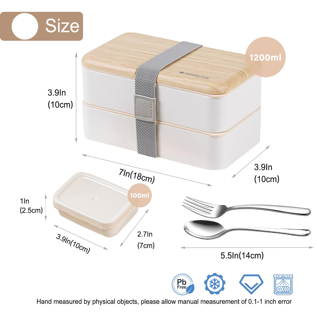 Binoster Original Bento Box Lunch Box Japanese Style 2 Layer Food Containers with Utensils Spoon and Fork Bundle Divider Salad Box for Men Women(White)