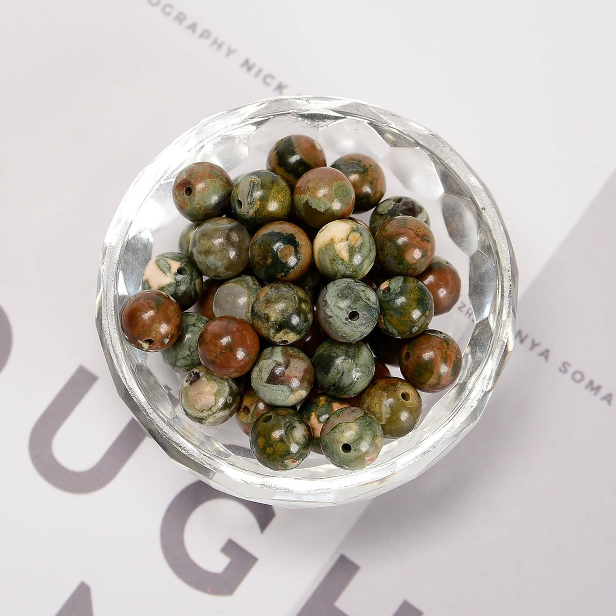 65Pcs 6mm Birdeye Rhyolite Natural Round Loose Real Stone Beads Gemstone Genuine for DIY Hand Made Craft Jewelry Bracelet Earring Necklace String Making Energy Healing Power