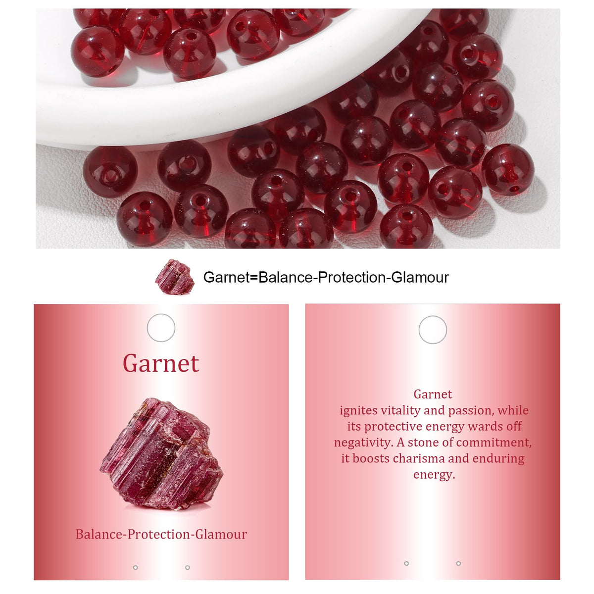 Vinswet 90pcs 4mm Garnet Natural Stone Beads Round Genuine Real Stone Beading Loose Gemstones DIY Smooth Bead for Bracelet Necklace Earrings Jewelry Making