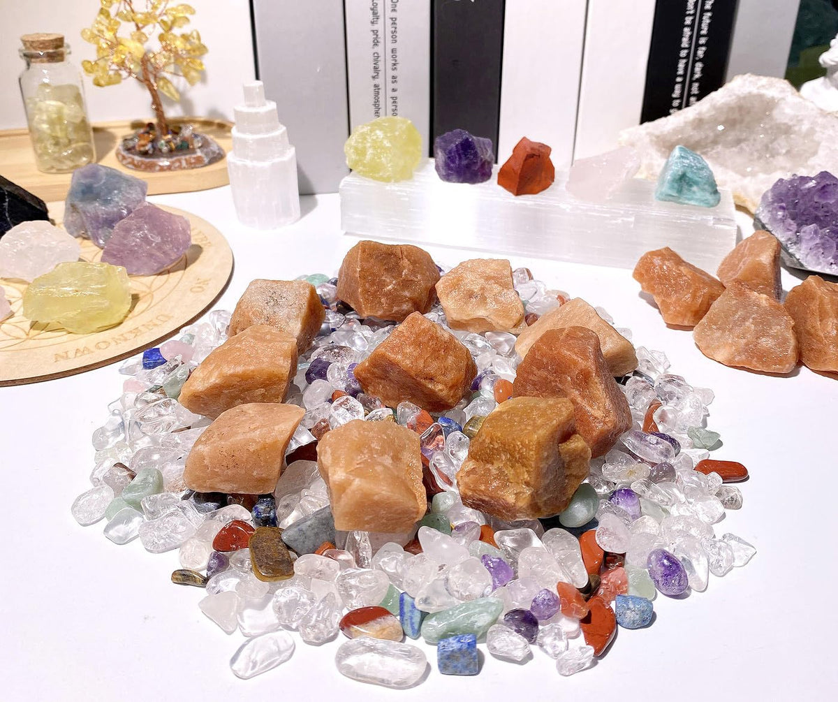 QINJIEJIE 0.9Lbs Red Aventurine Raw Crystals Natural Stones Bulk Large 1" Rough Rocks Wholesale Reiki Gemstones Fountain Rocks for Tumbling Cabbing Polishing Wire Wrapping Wicca Decor