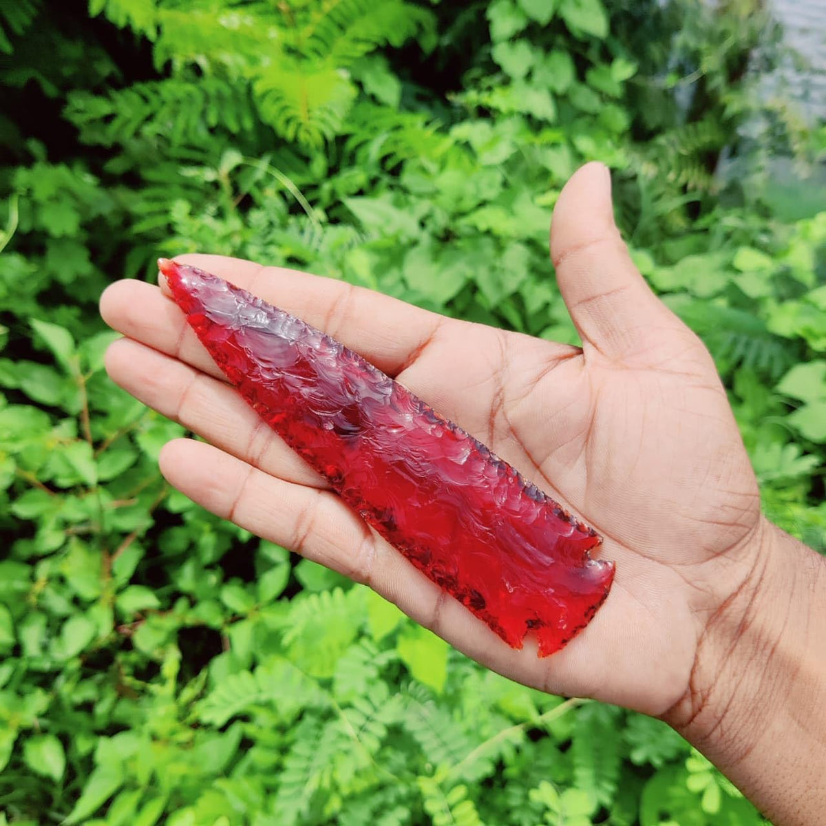 ForestOfCrystals 6 Inch Large Red Obsidian Arrowhead – Handcrafted Crystal Spearhead – Decorative Healing Stone Point for Protection, Meditation, and Home Decor Authentic Gemstone