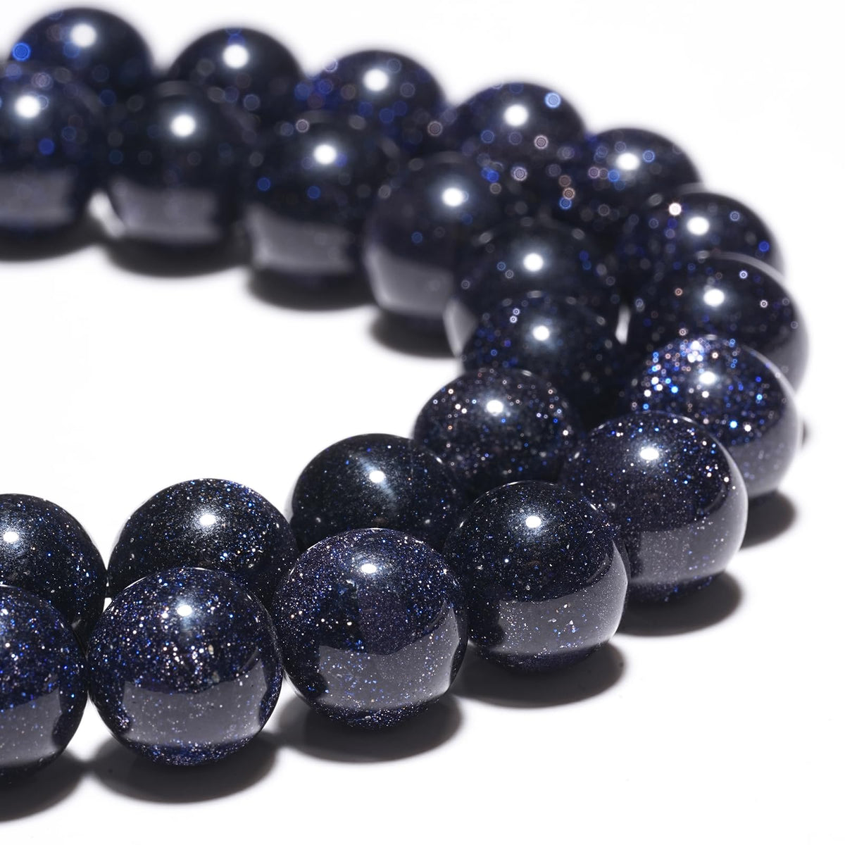 8mm Natural Blue Sandstone Gemstone Polished Round Smooth Stone Beads for Bracelets Jewelry Making