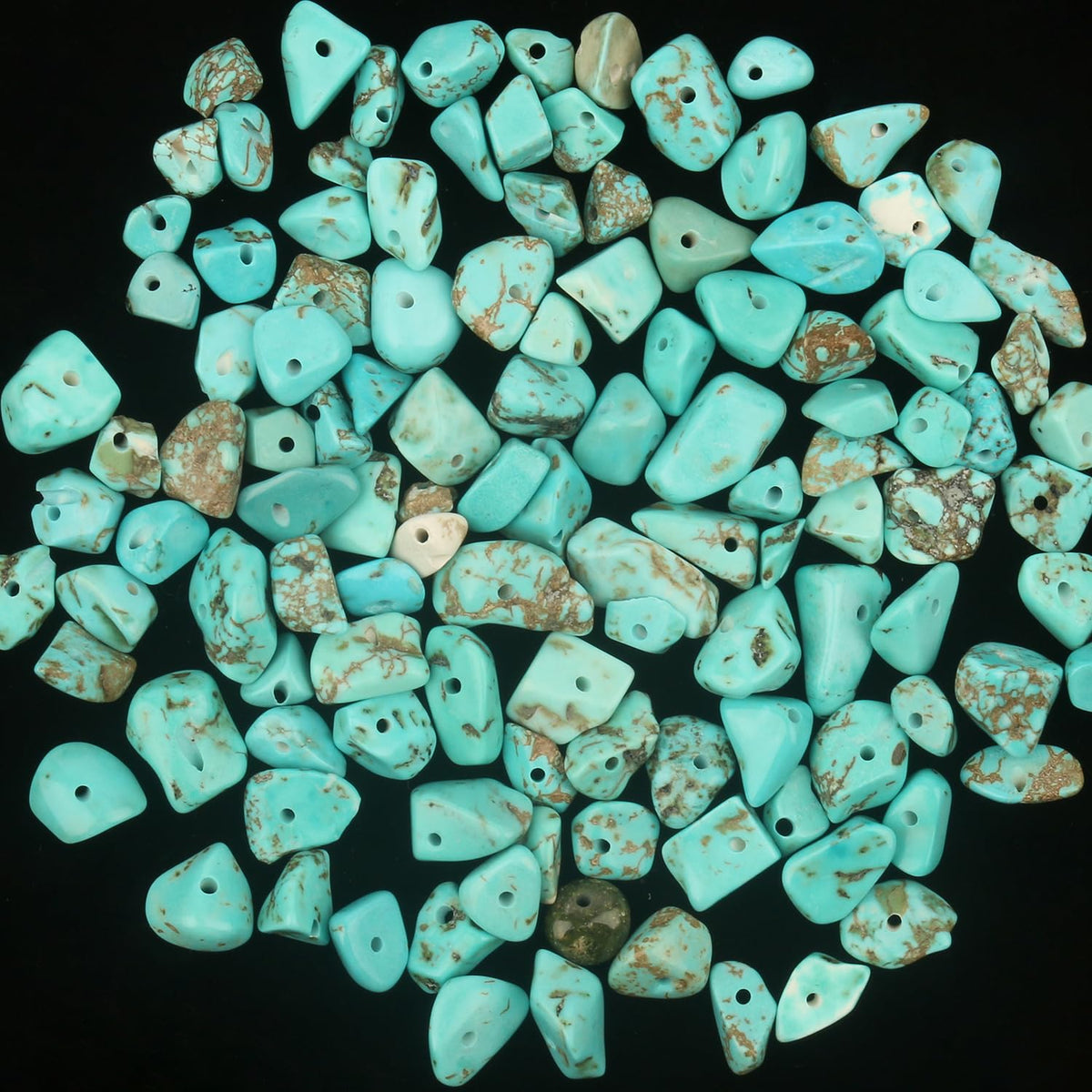 30in Turquoise Natural Chip Stone Beads 5-8mm About 230pcs, Irregular Drilled Blue Green Bead for Bracelets Jewelry Making Supplies for Adults, DIY Crafts.